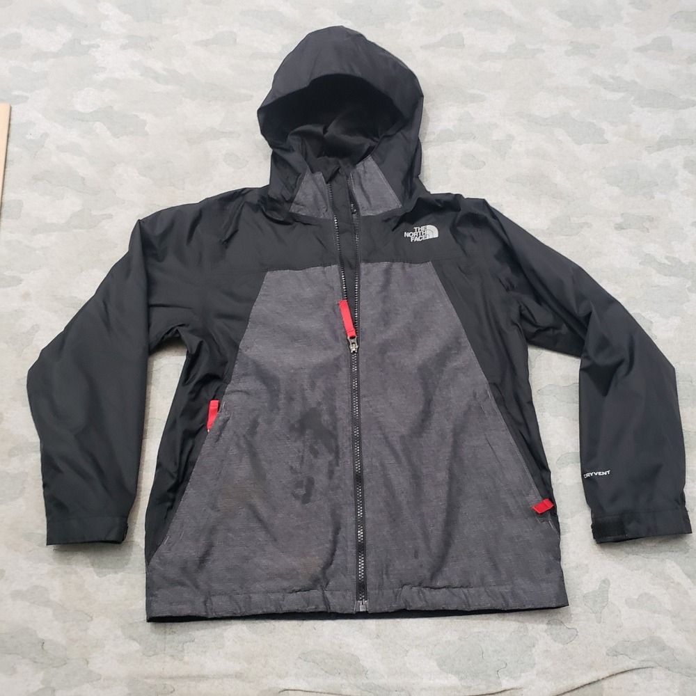 The North Face Jacket Boys Medium Black DryVent Full Zip Hooded Windbeaker
